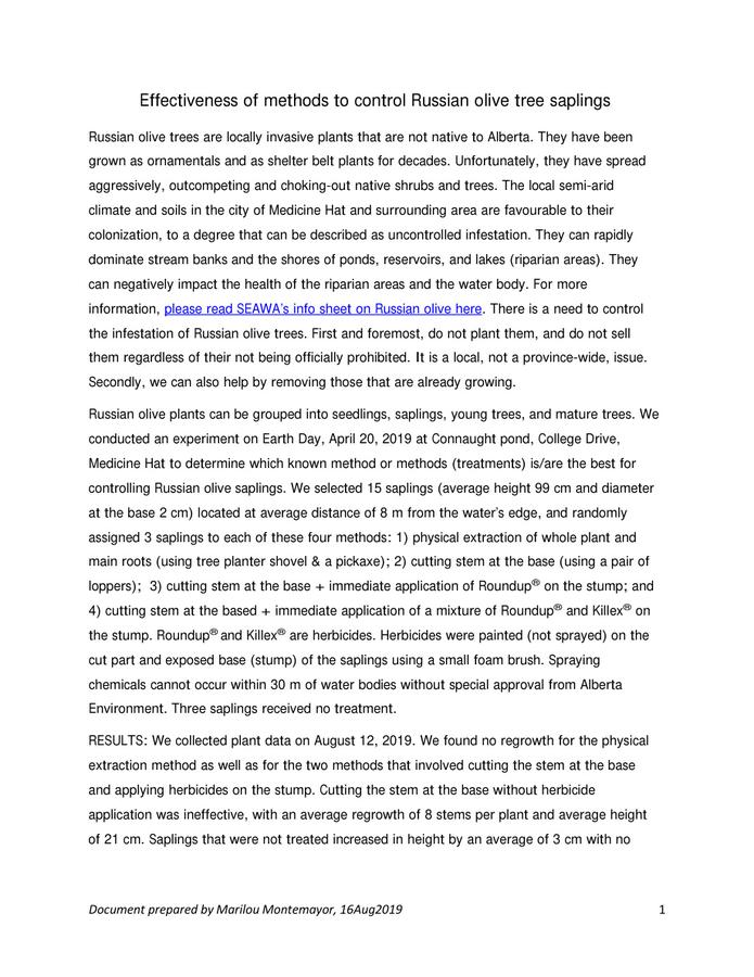 Russian Olive Results